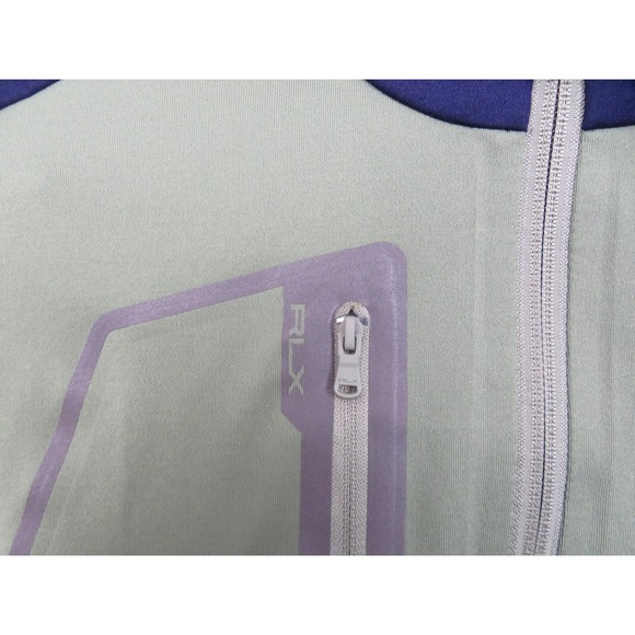 RLX Ralph Lauren Sweater Mens Large Blue Green Quarter Zip Pullover Golf Modern - Picture 5 of 10